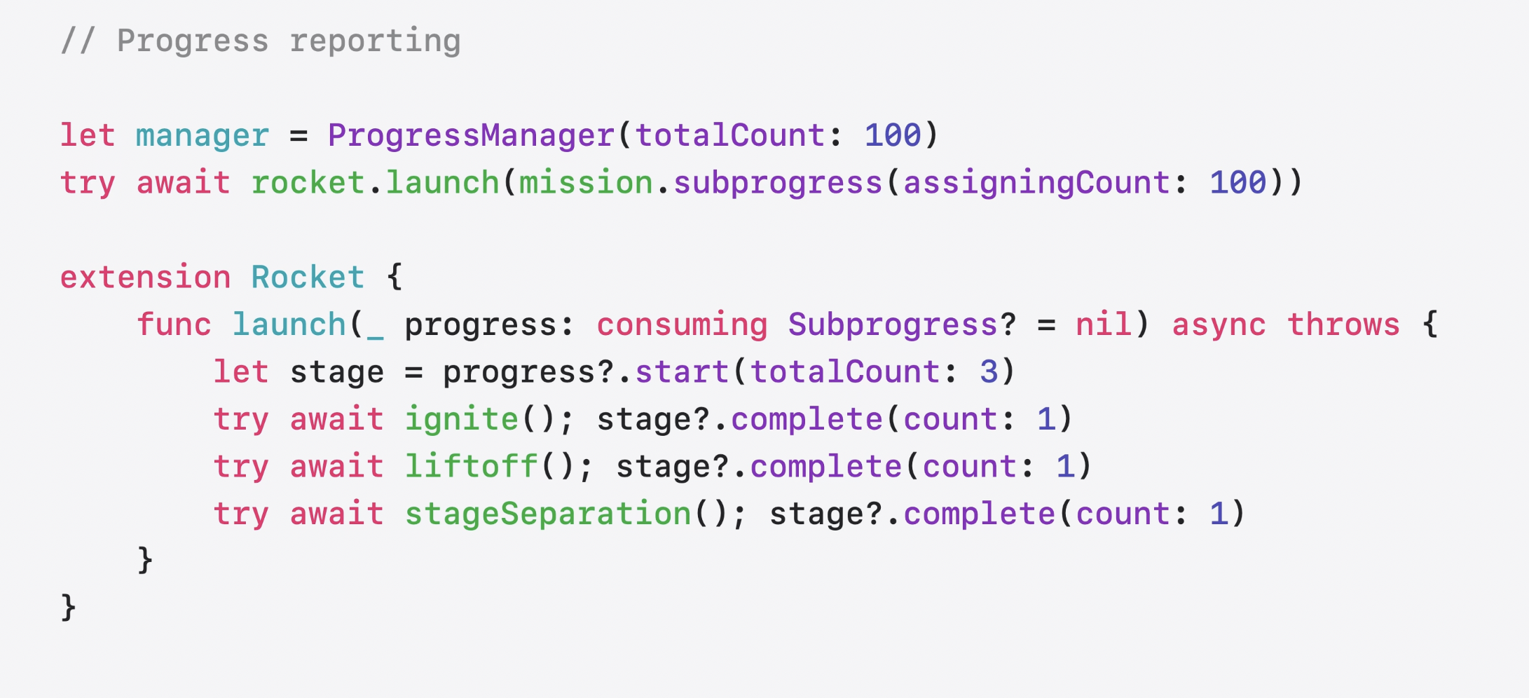 Reporting progress