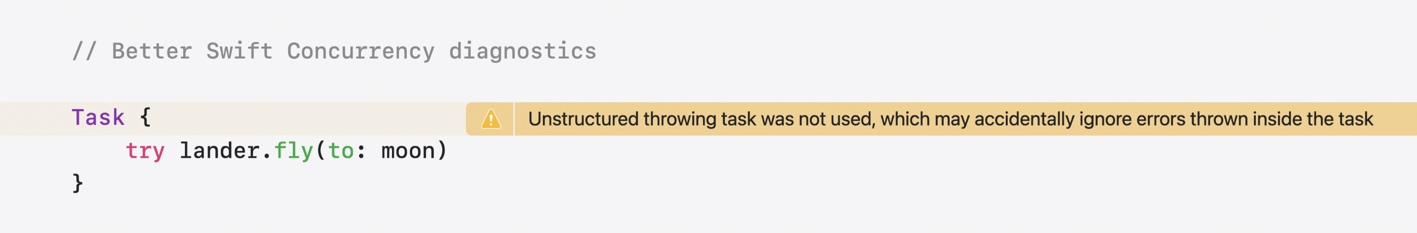 Unhandled error warning in Task