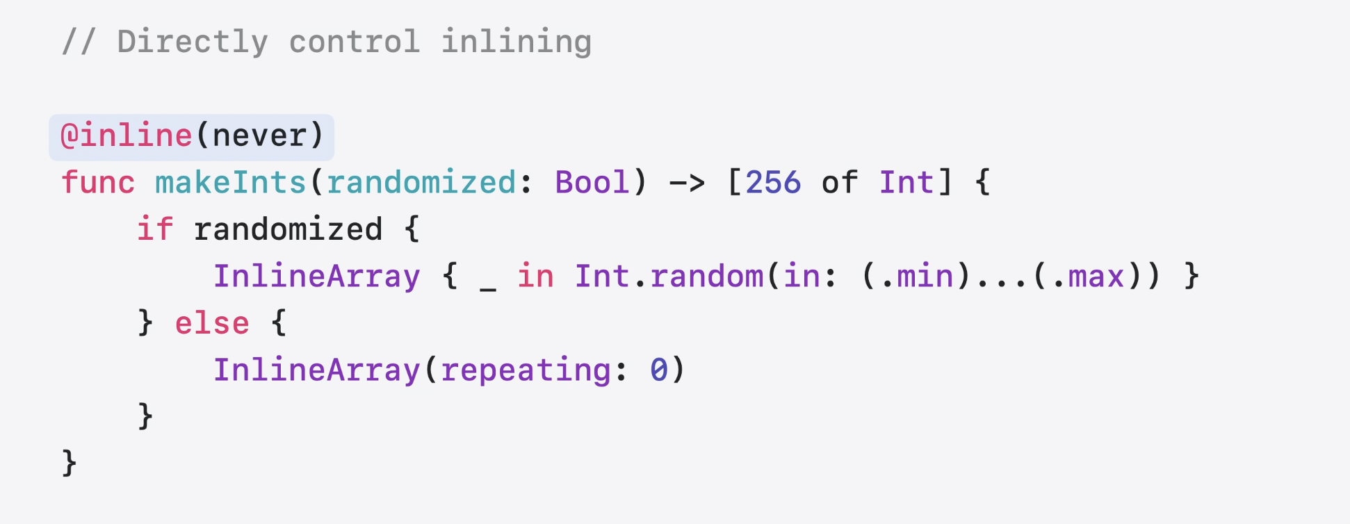 Control over inlining