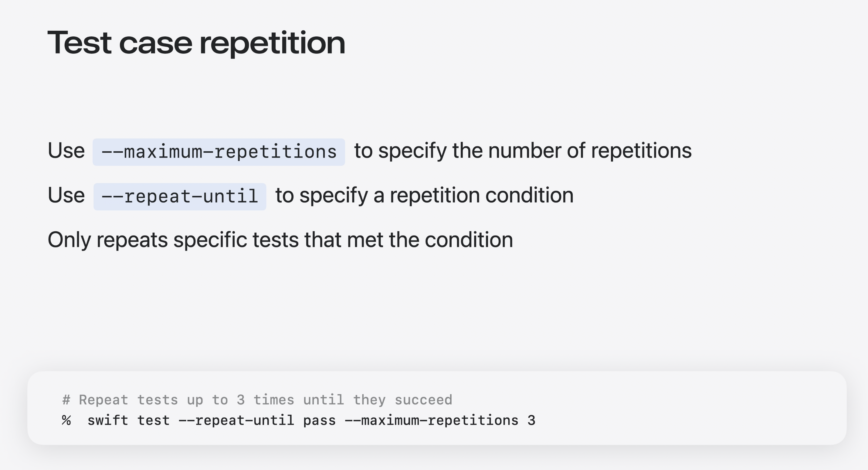 Repeating a test