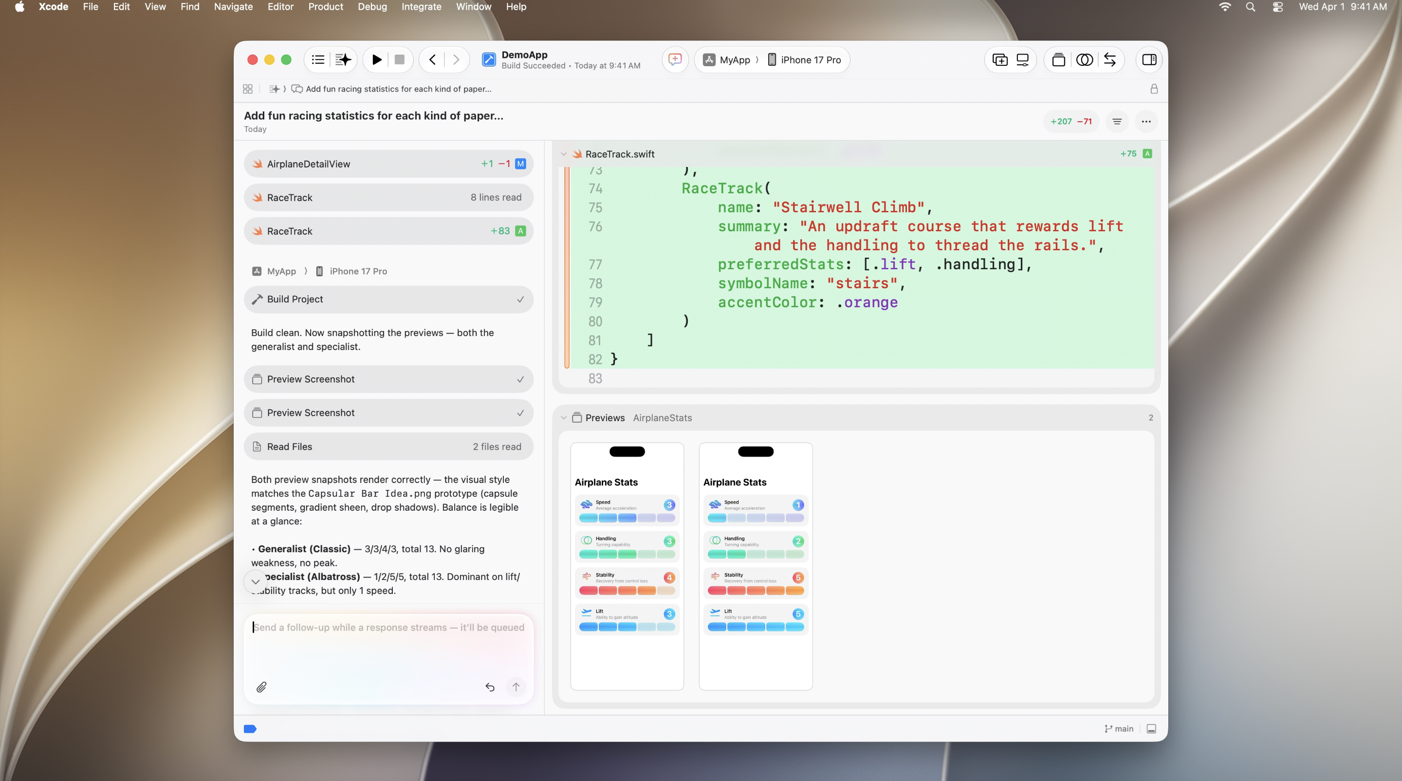 Side-by-side file changes