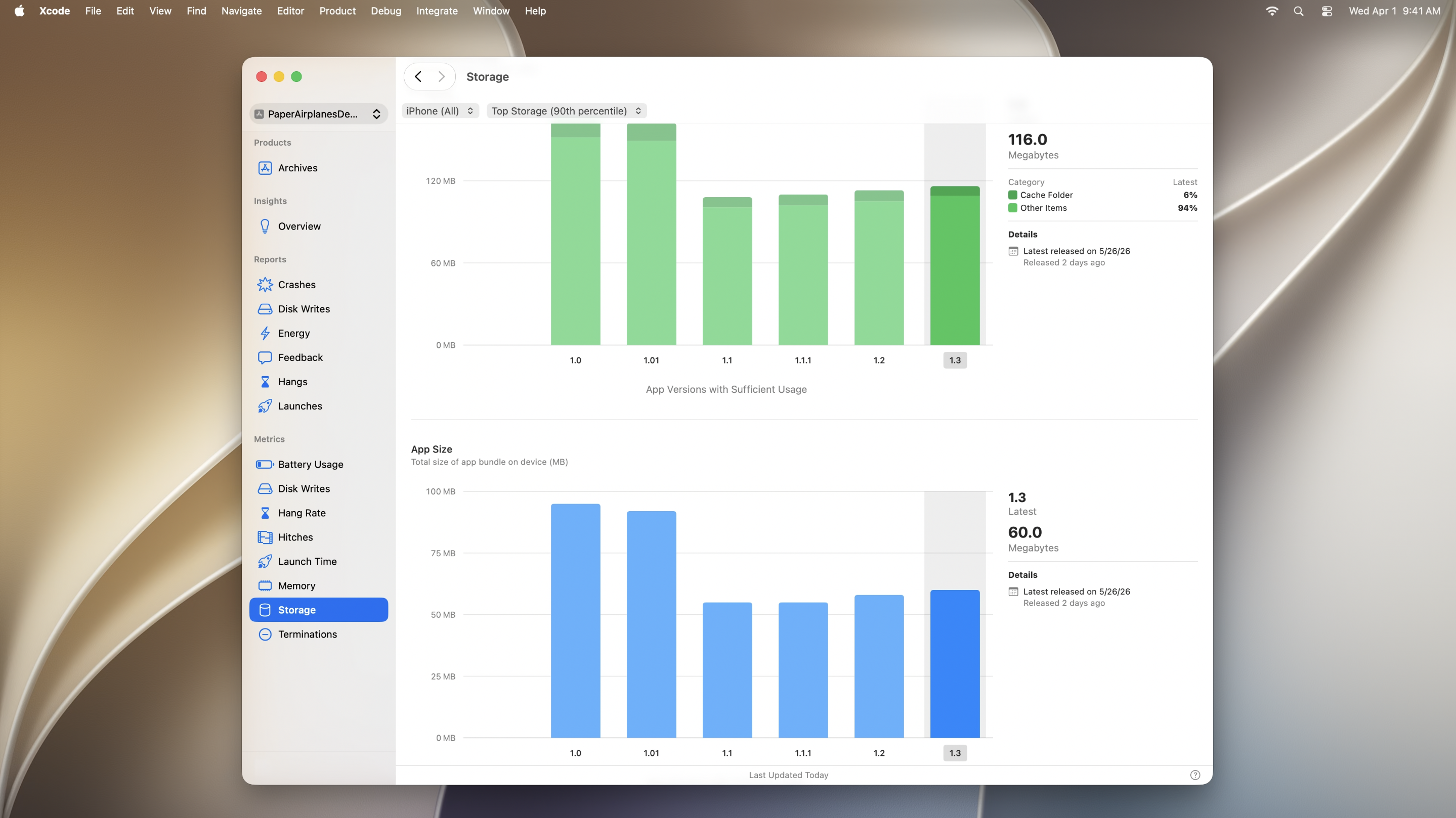 New storage and hitches metrics